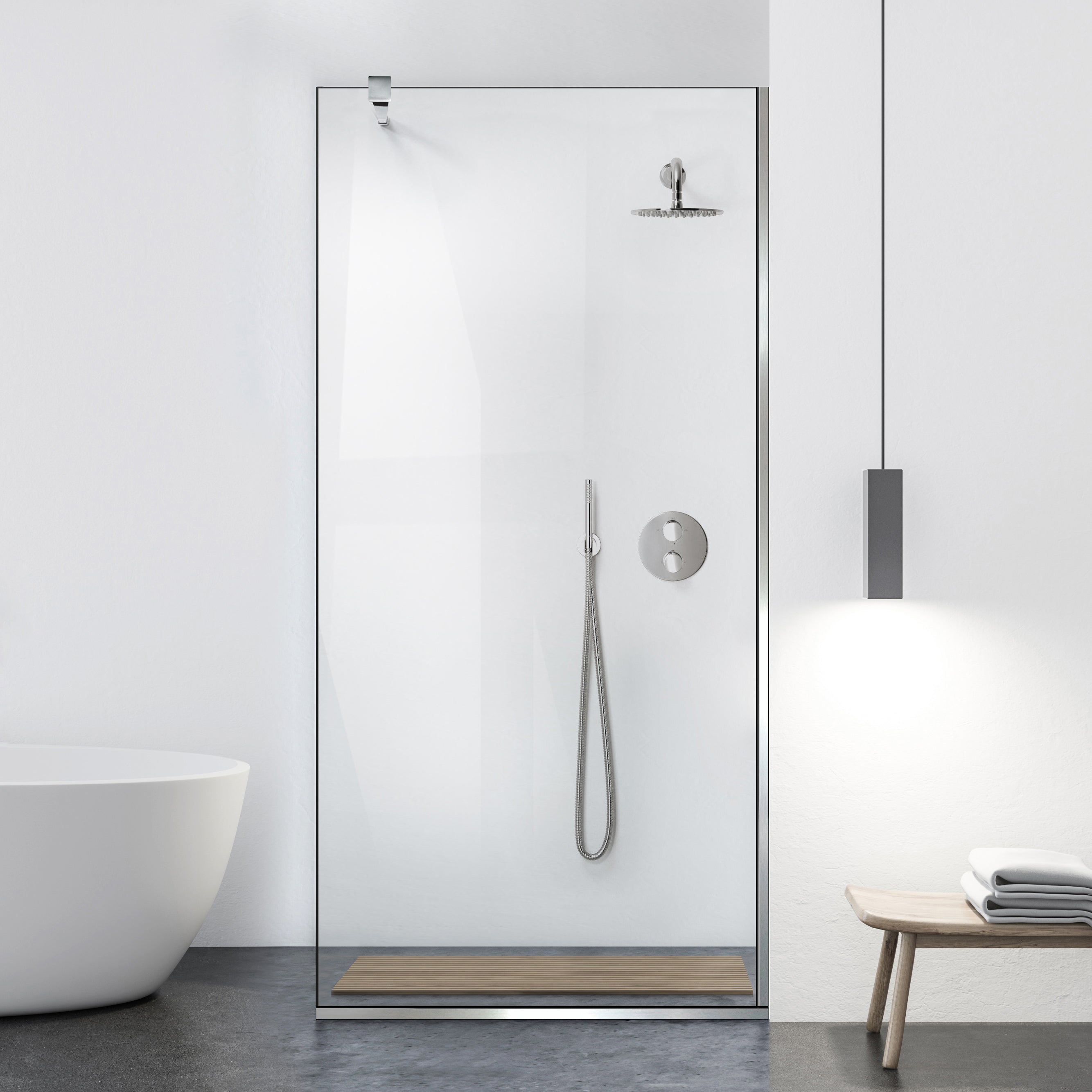 Zuhanyfal Walk-in, fekete zuhanyfal, #Átlátszó #Víztiszta