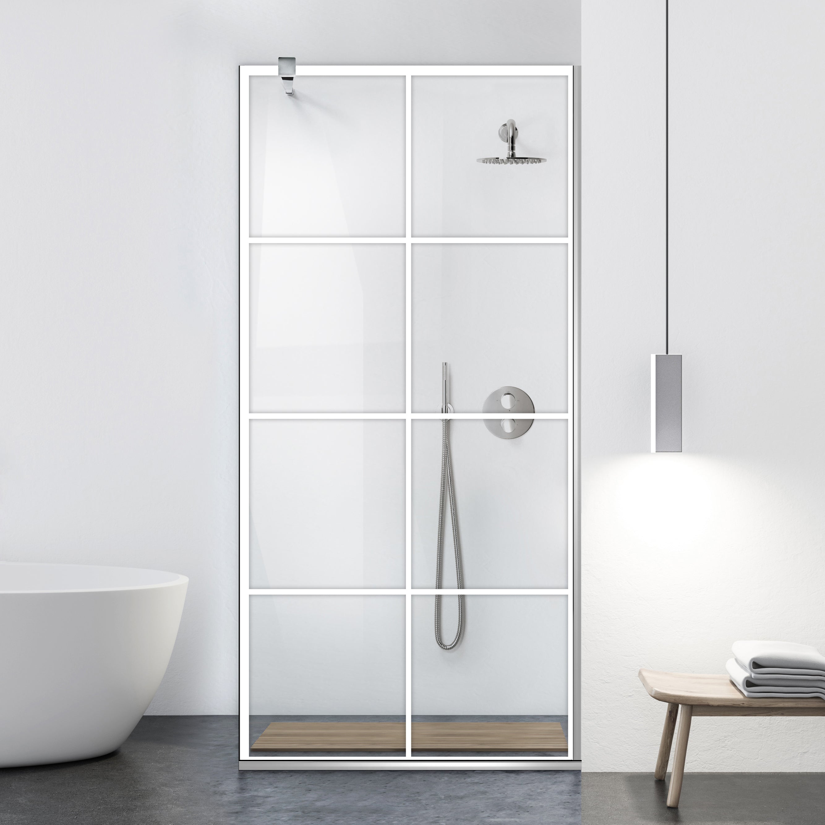 Zuhanyfal Walk-in, fekete zuhanyfal, #Átlátszó #Víztiszta