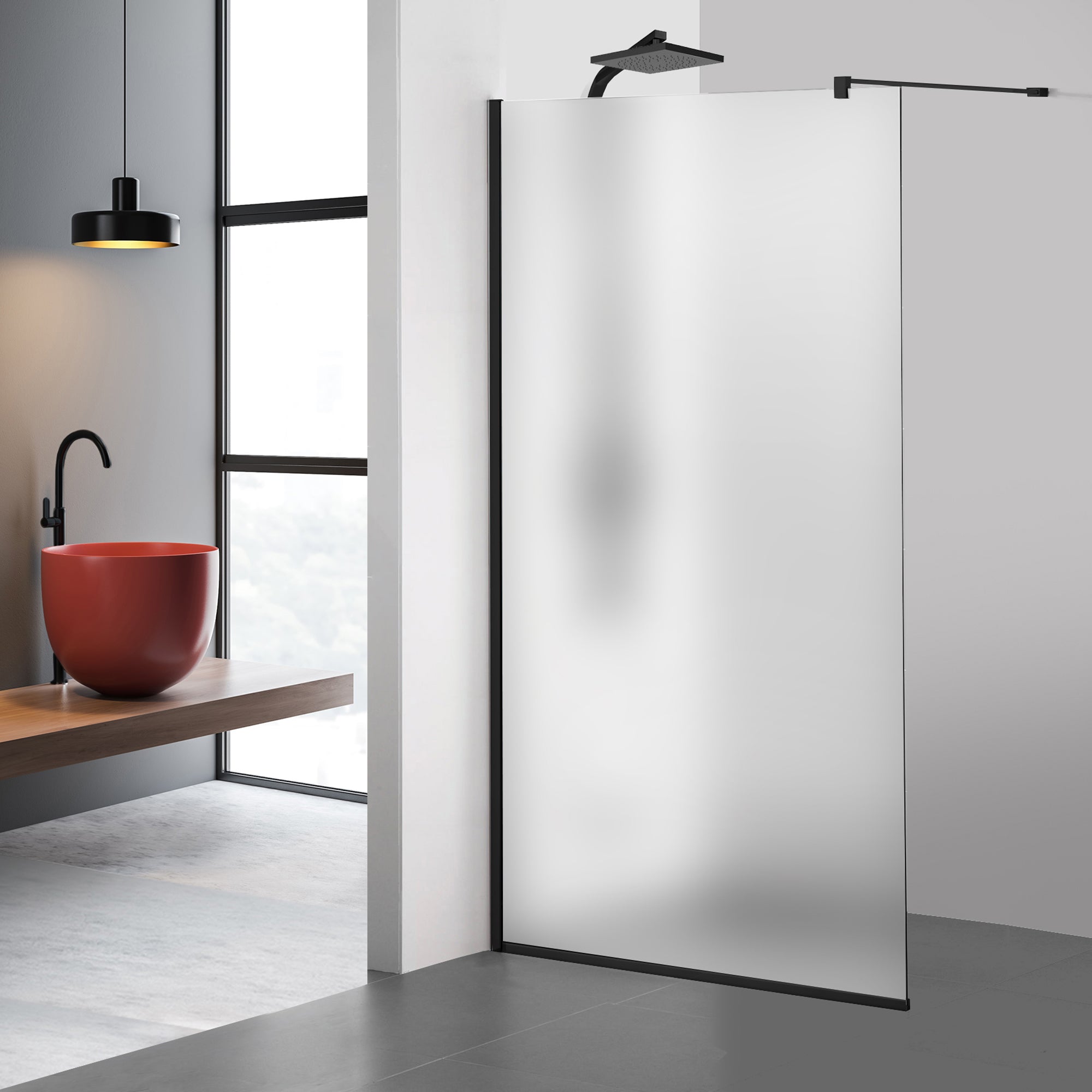 Zuhanyfal Walk-in, fekete zuhanyfal, #Matt #Matt