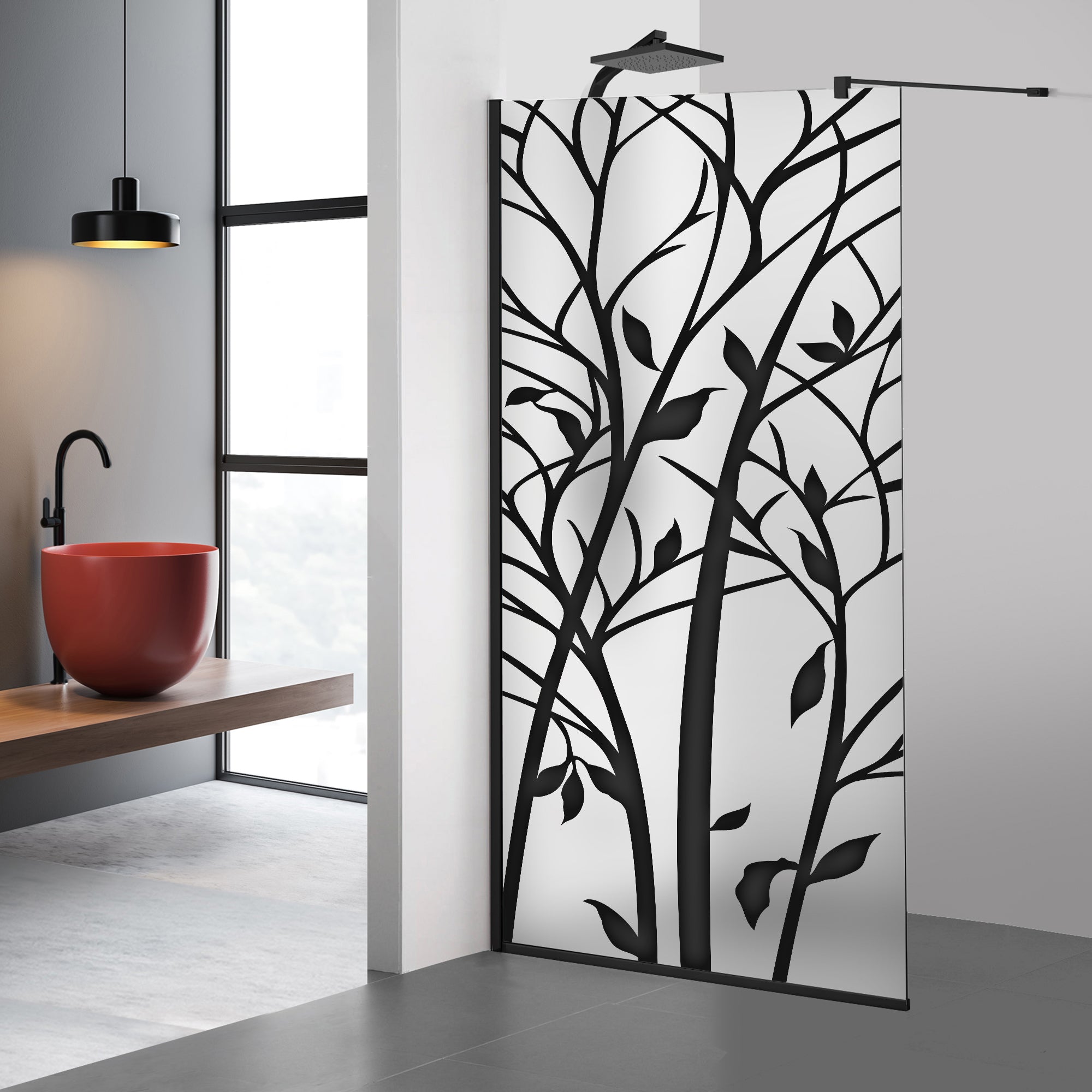 Zuhanyfal Walk-in, fekete zuhanyfal, #Matt #Matt