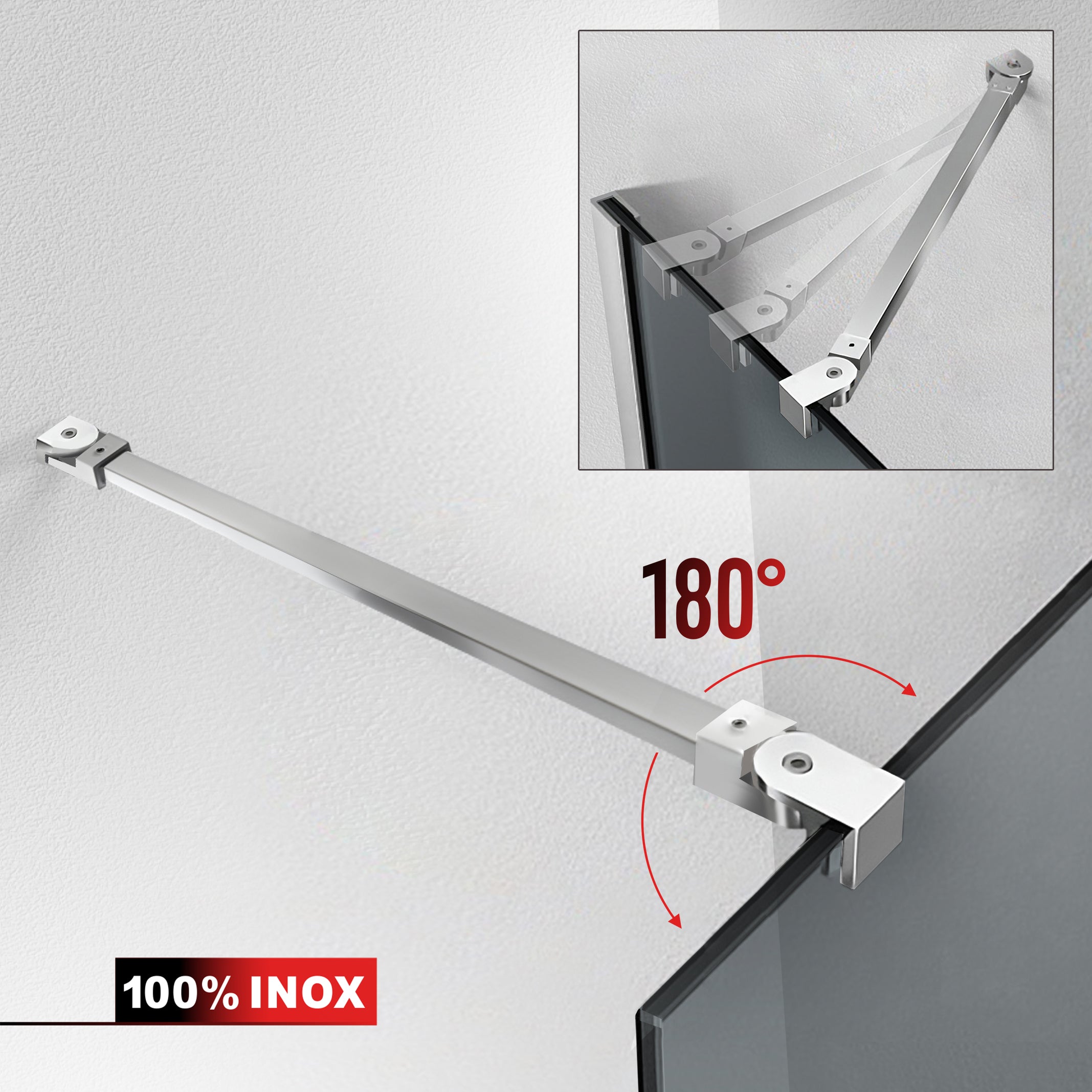 Zuhanyfal Walk-in, Zuhanyfal Rozsdamentes acél, #Szürke #Szürke