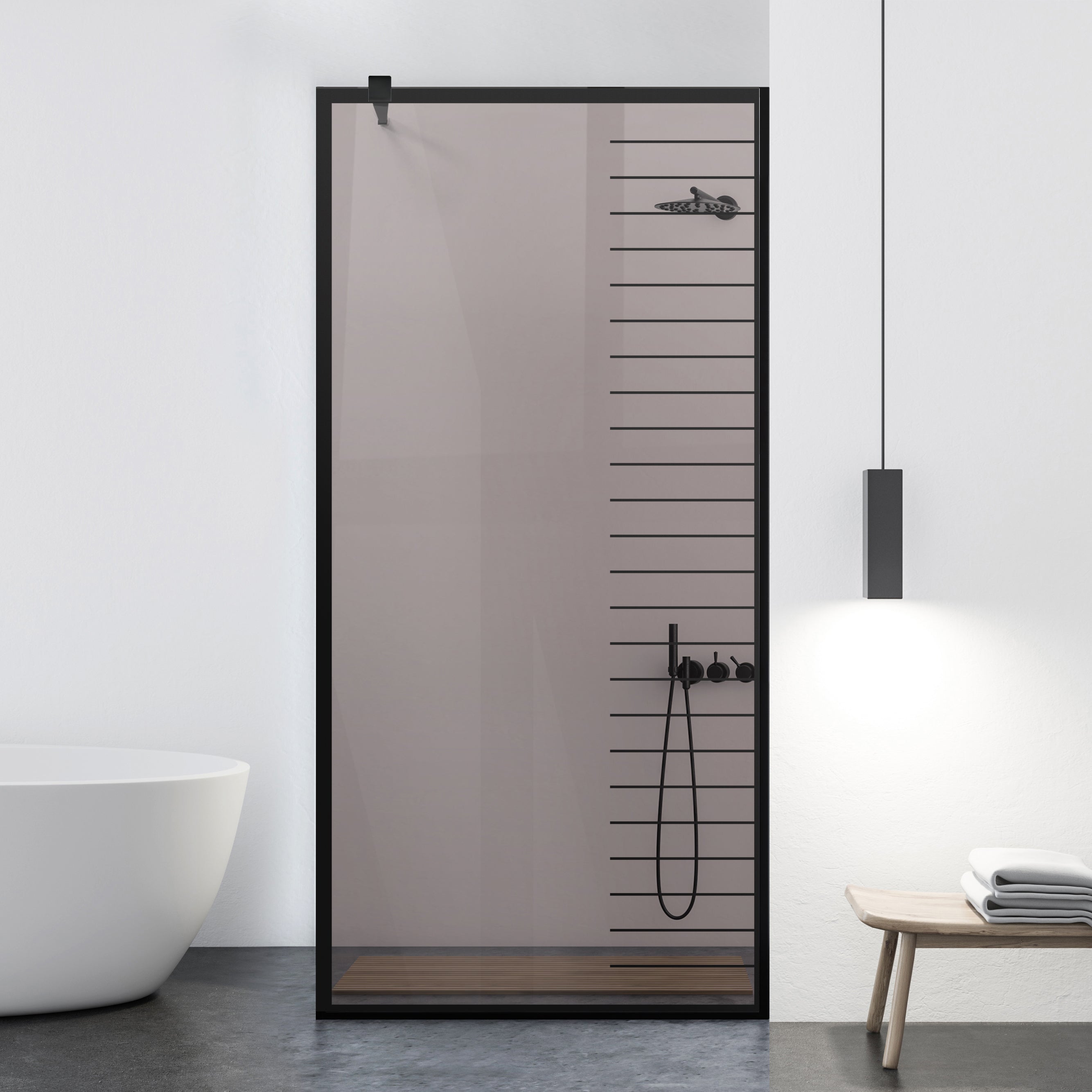Zuhanyfal Walk-in, fekete zuhanyfal, #Bronz #Bronz