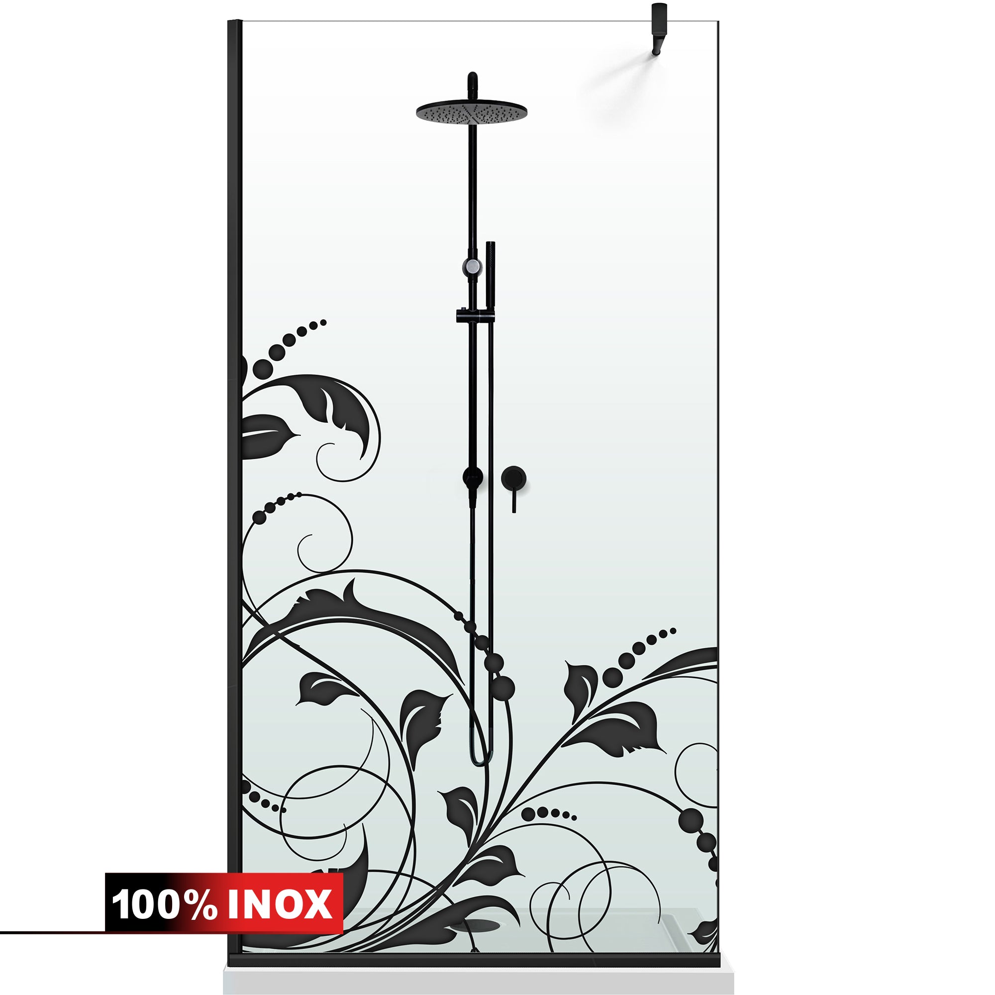 Zuhanyfal Walk-in, fekete zuhanyfal, #Átlátszó #Víztiszta