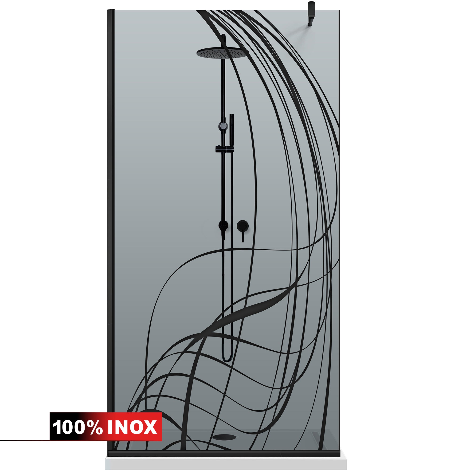 Zuhanyfal Walk-in, fekete zuhanyfal, #Szürke #Szürke