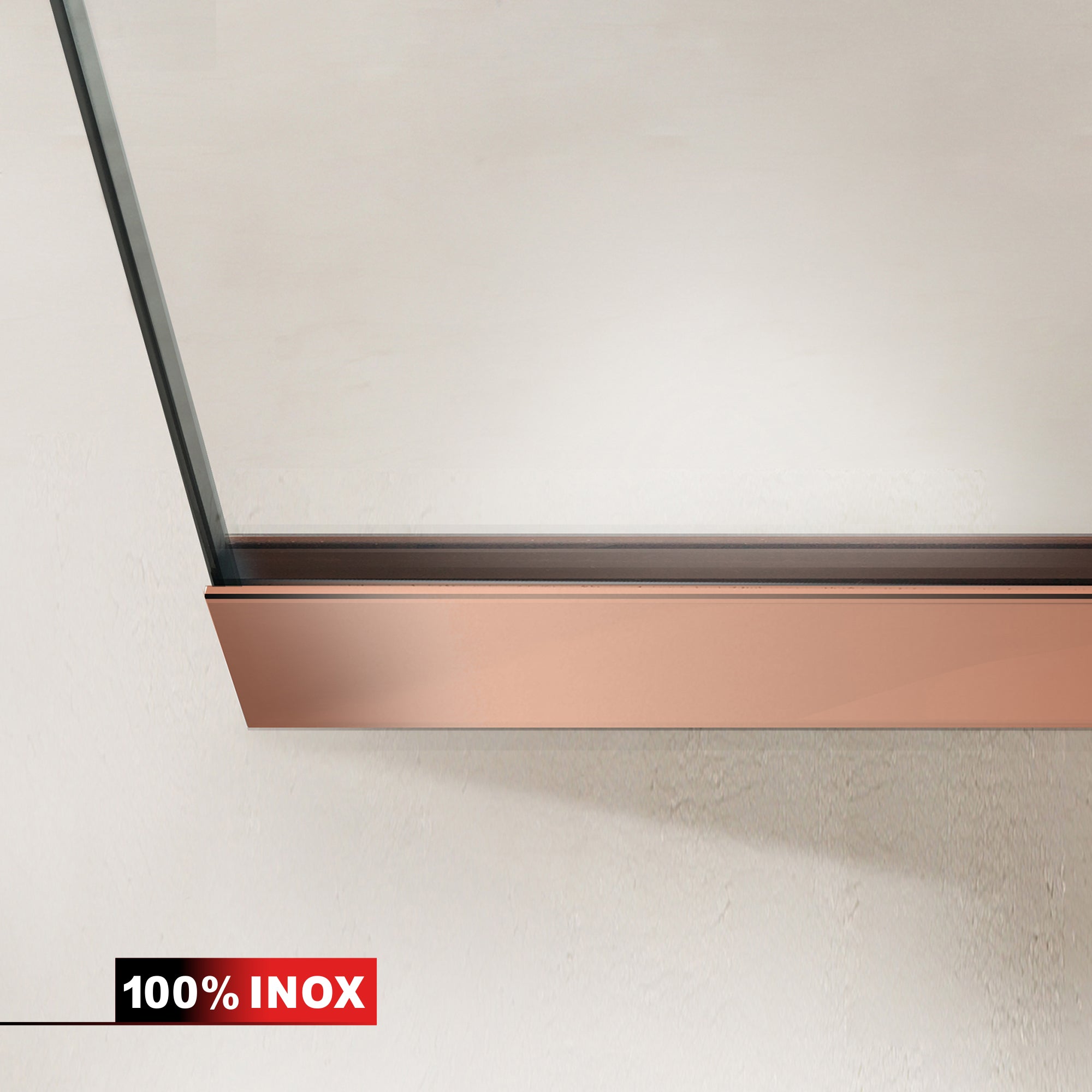 Aqua Elegance® Copper walk-in zuhanyparaván, teljes réz színű rozsdamentes acél szerelvényekkel, átlátszó, edzett üveg