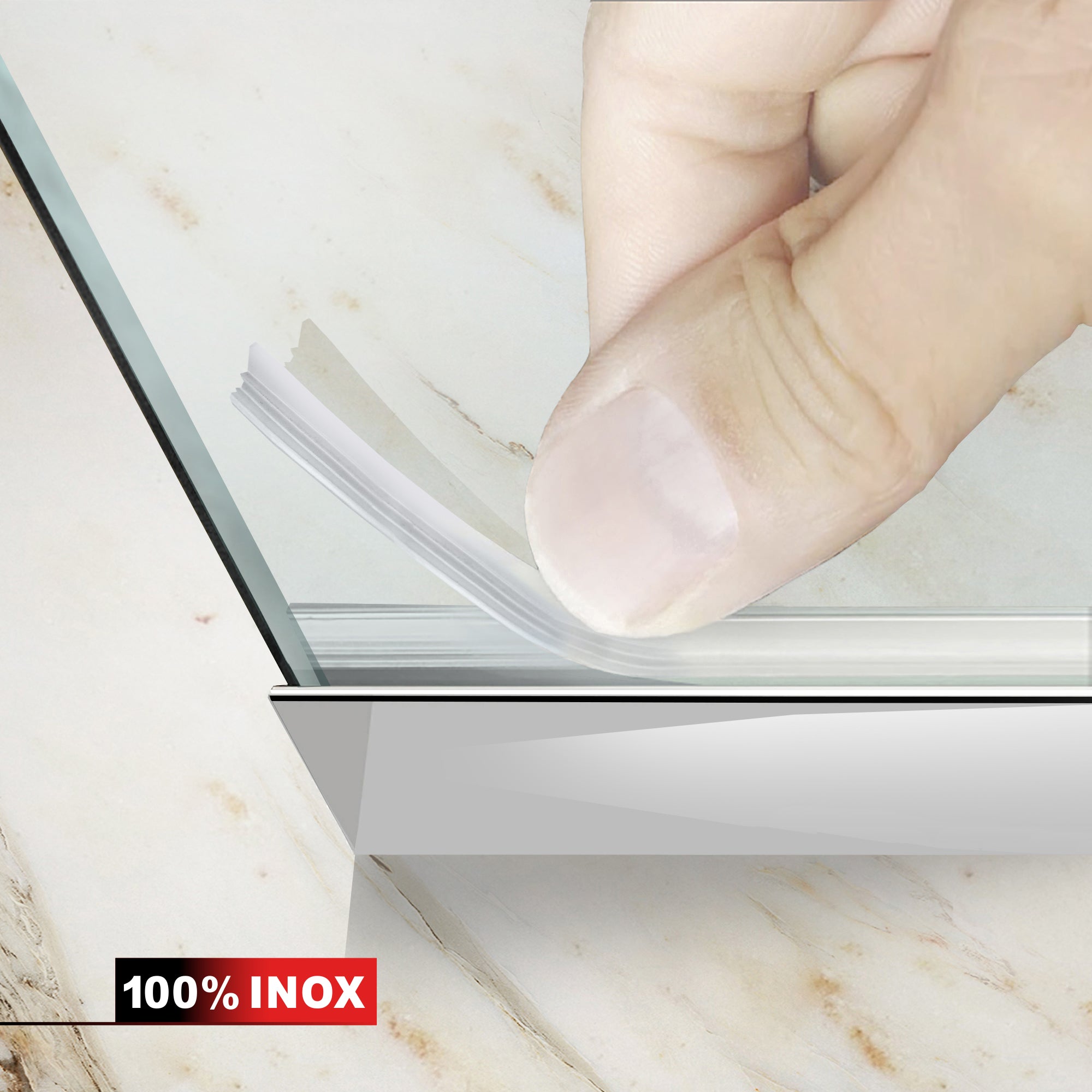 Aqua Elegance ® INOX walk-in zuhanyfal, teljes rozsdamentes acél szerelvények, átlátszó, biztonsági üveg