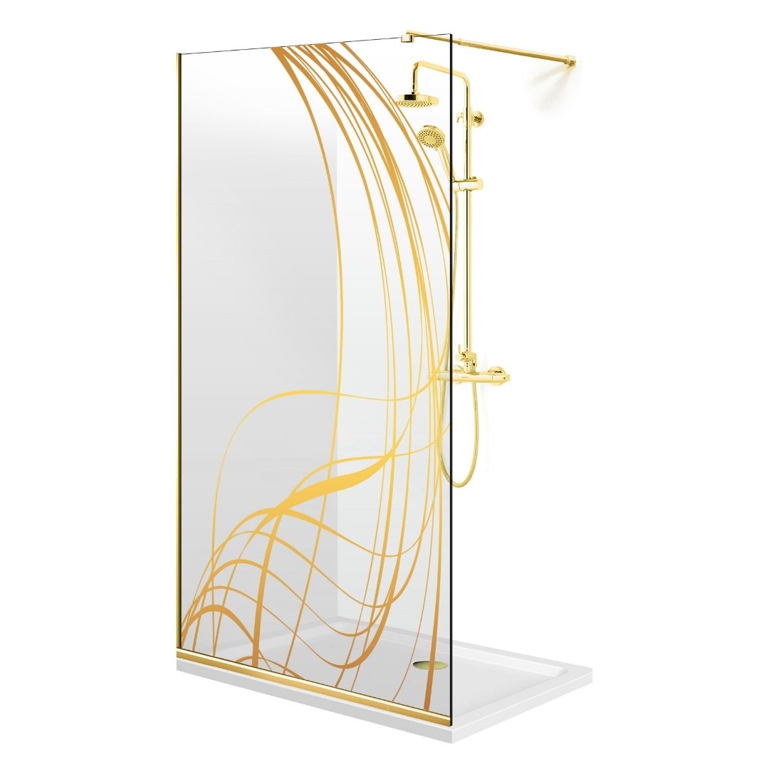 Zuhanyfal Walk-in, zuhanyfal Arany, #Átlátszó #Víztiszta