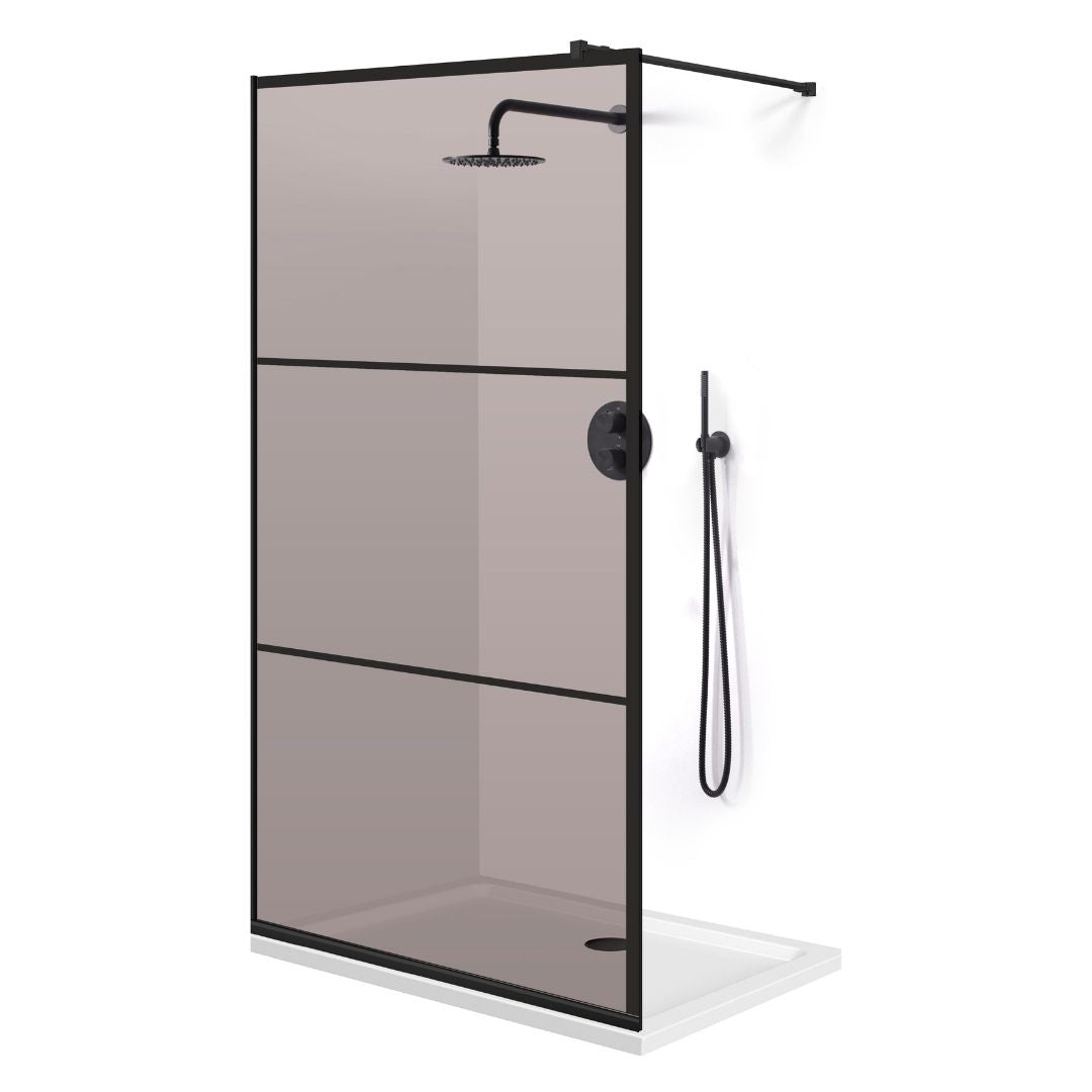 Zuhanyfal Walk-in, fekete zuhanyfal, #Bronz #Bronz
