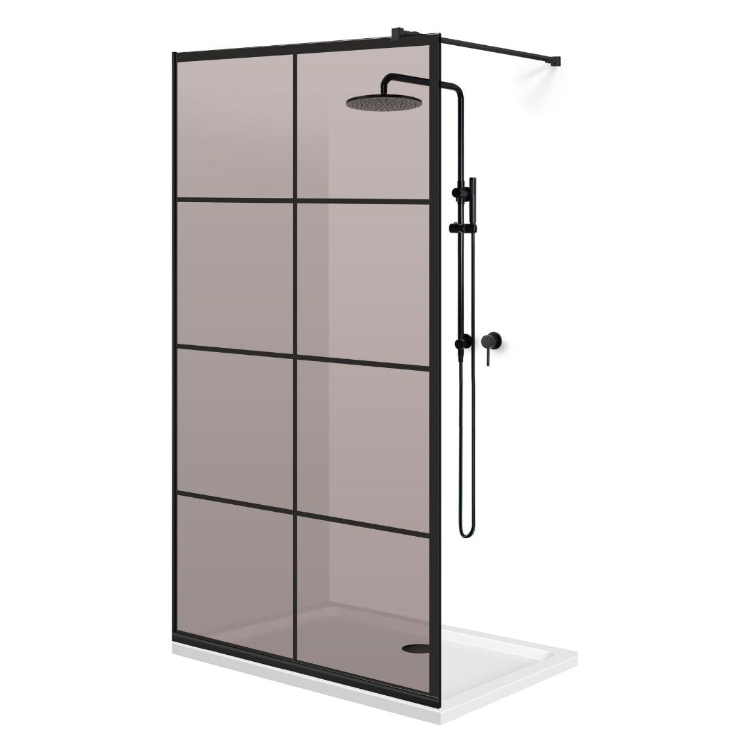 Zuhanyfal Walk-in, fekete zuhanyfal, #Bronz #Bronz