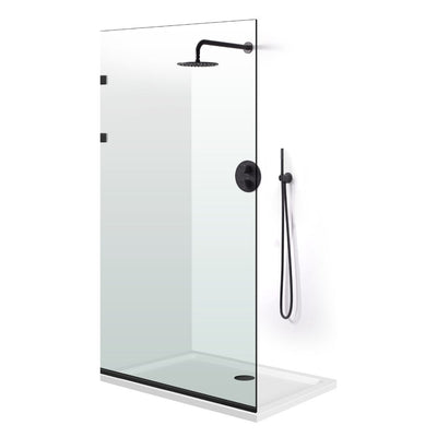 Zuhanyfal Walk-in, Rozsdamentes acél zuhanyfal, matt fekete, #Átlátszó #Víztiszta