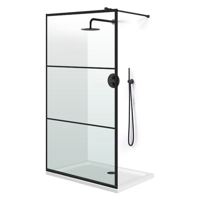 Zuhanyfal Walk-in, fekete zuhanyfal, #Átlátszó #Víztiszta