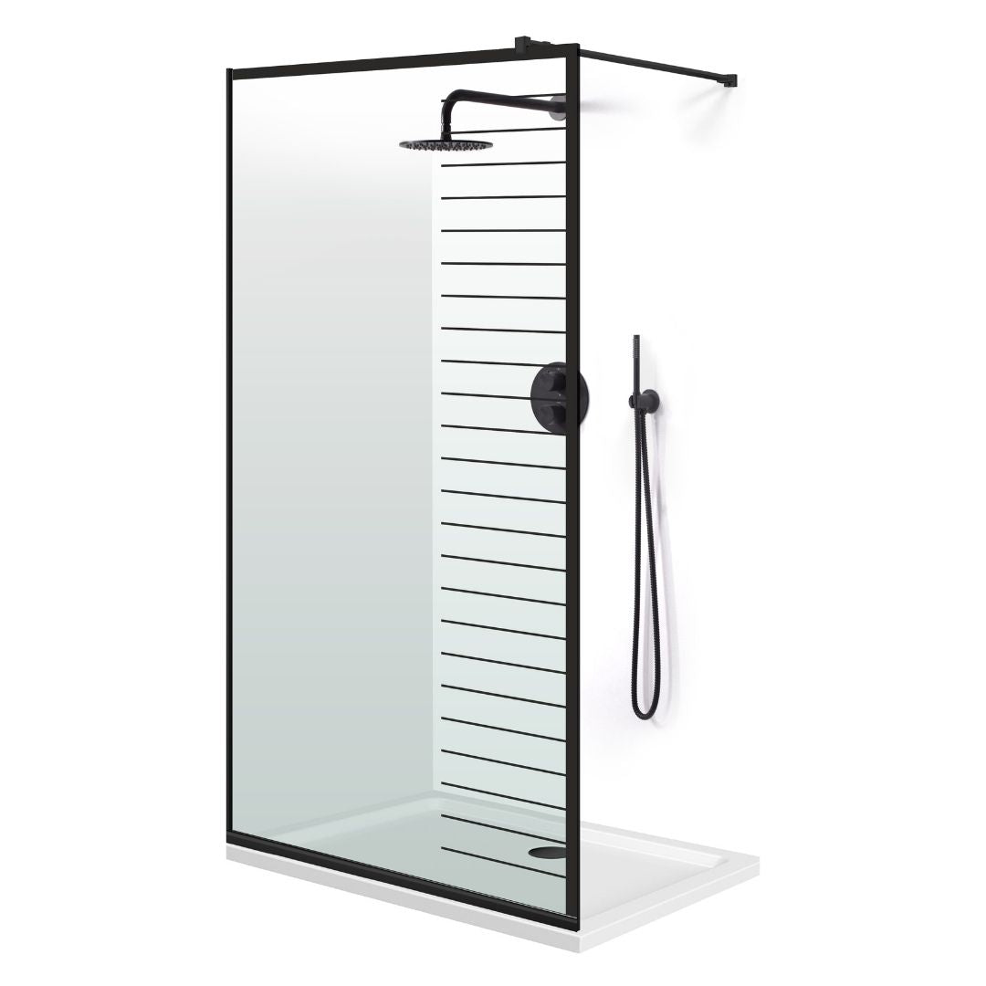 Zuhanyfal Walk-in, fekete zuhanyfal, #Átlátszó #Víztiszta