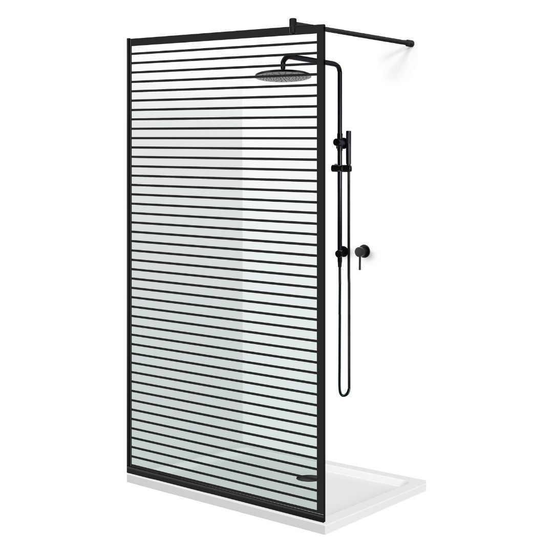 Zuhanyfal Walk-in, fekete zuhanyfal, #Átlátszó #Víztiszta