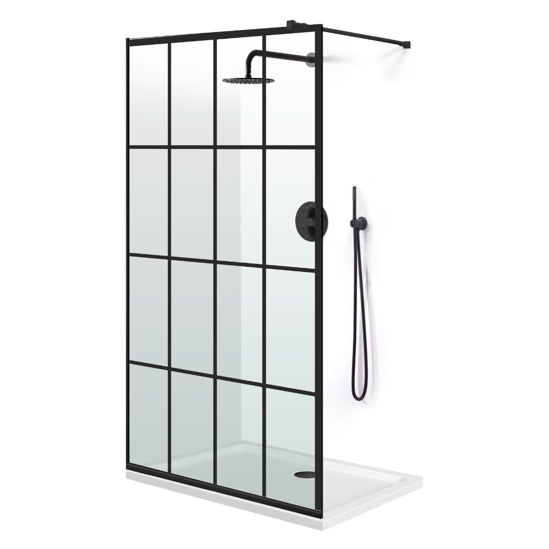 Zuhanyfal Walk-in, fekete zuhanyfal, #Átlátszó #Víztiszta