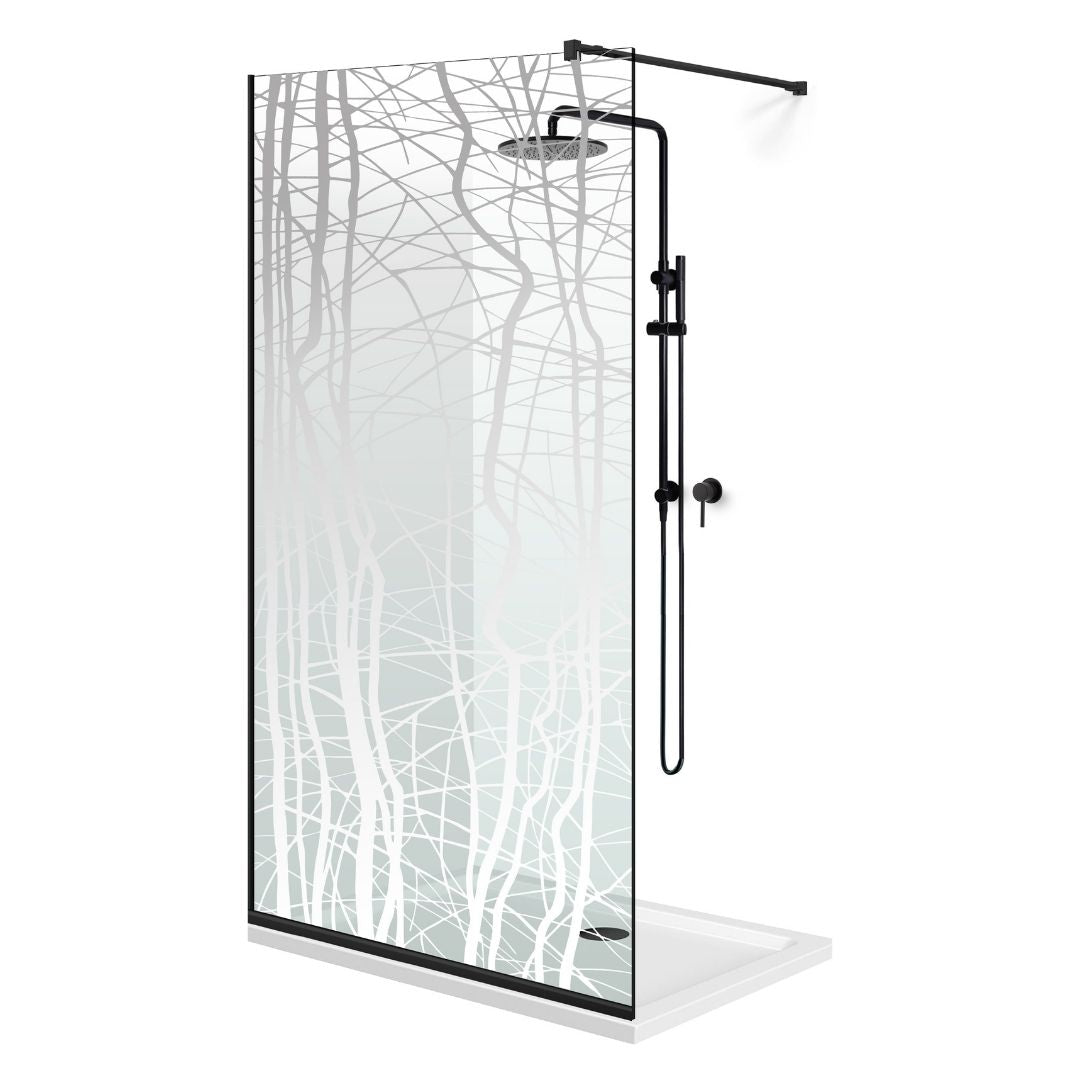 Zuhanyfal Walk-in, fekete zuhanyfal, #Átlátszó #Víztiszta