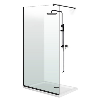 Zuhanyfal Walk-in, fekete zuhanyfal, #Átlátszó #Víztiszta