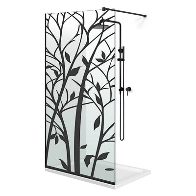 Zuhanyfal Walk-in, fekete zuhanyfal, #Átlátszó #Víztiszta