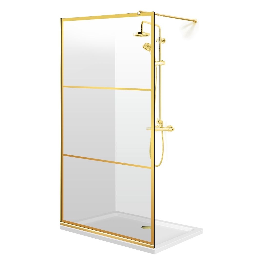 Zuhanyfal Walk-in, fekete zuhanyfal, #Átlátszó #Víztiszta