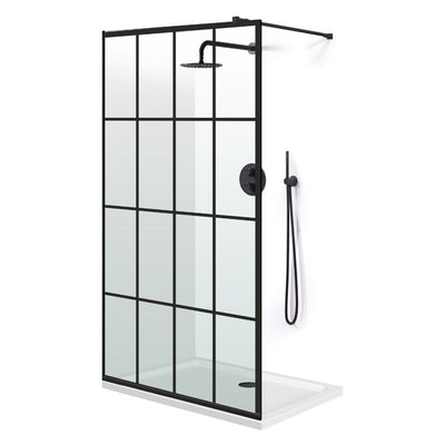 Zuhanyfal Walk-in, fekete zuhanyfal, #Átlátszó #Víztiszta