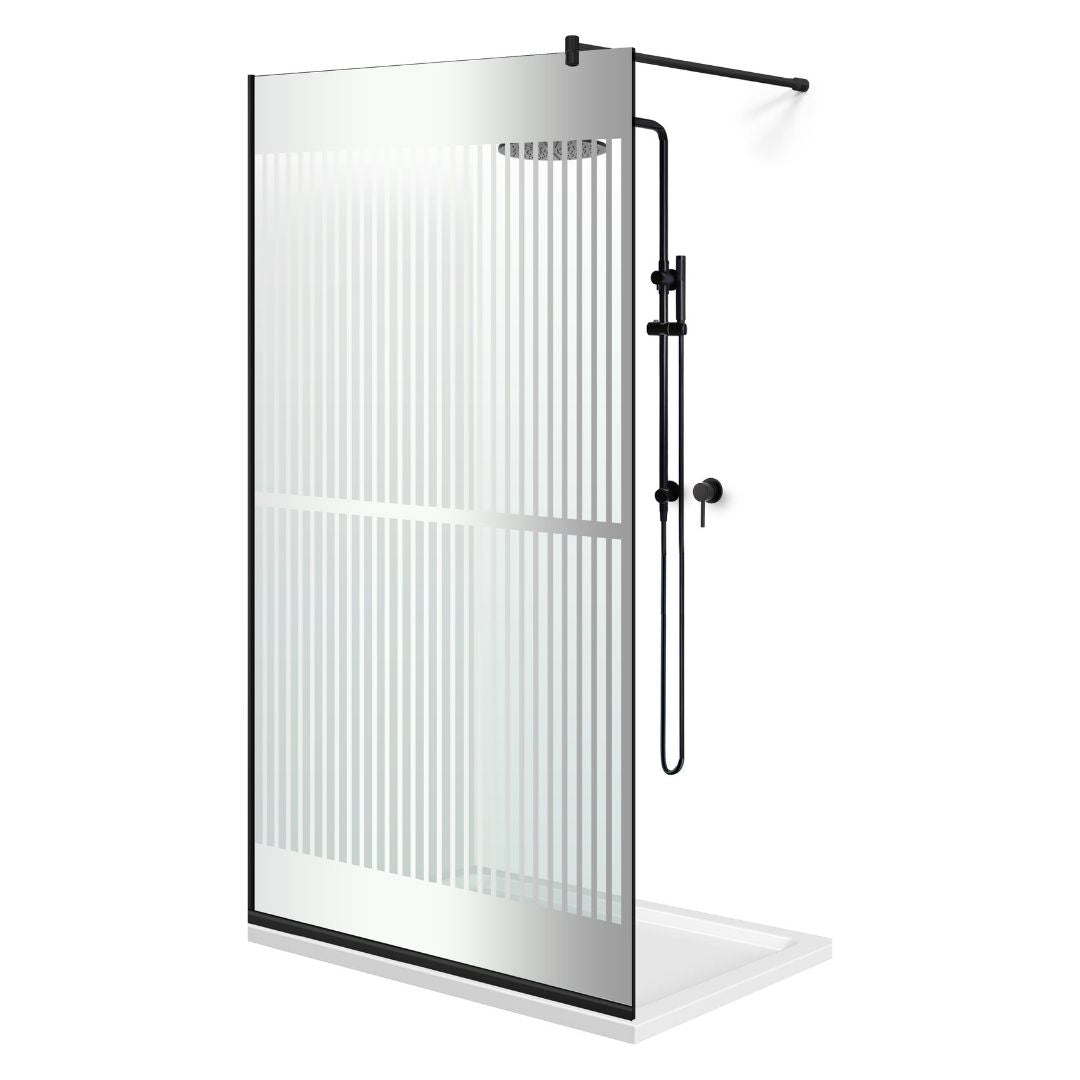 Zuhanyfal Walk-in, fekete zuhanyfal, #Átlátszó #Víztiszta