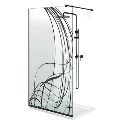 Zuhanyfal Walk-in, fekete zuhanyfal, #Átlátszó #Víztiszta