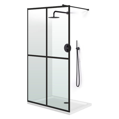 Zuhanyfal Walk-in, fekete zuhanyfal, #Átlátszó #Víztiszta