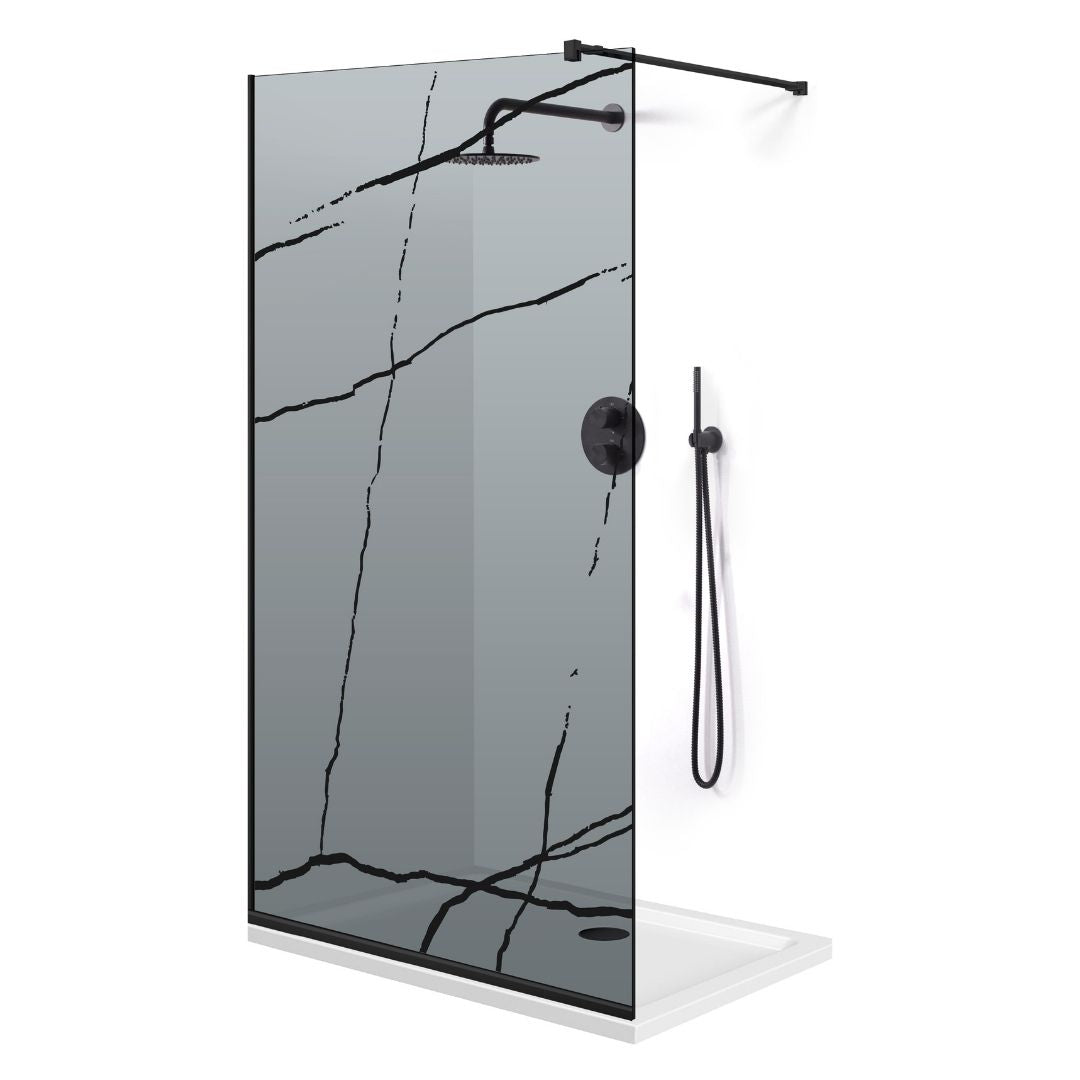 Zuhanyfal Walk-in, fekete zuhanyfal, #Szürke #Szürke