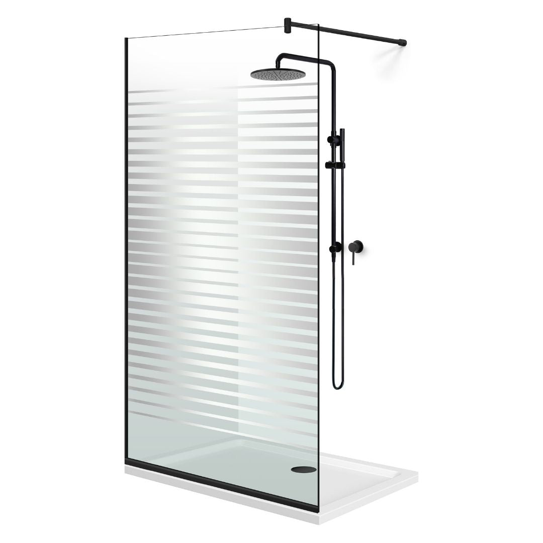 Zuhanyfal Walk-in, fekete zuhanyfal, #Átlátszó #Víztiszta