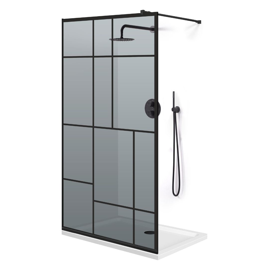 Zuhanyfal Walk-in, fekete zuhanyfal, #Szürke #Szürke