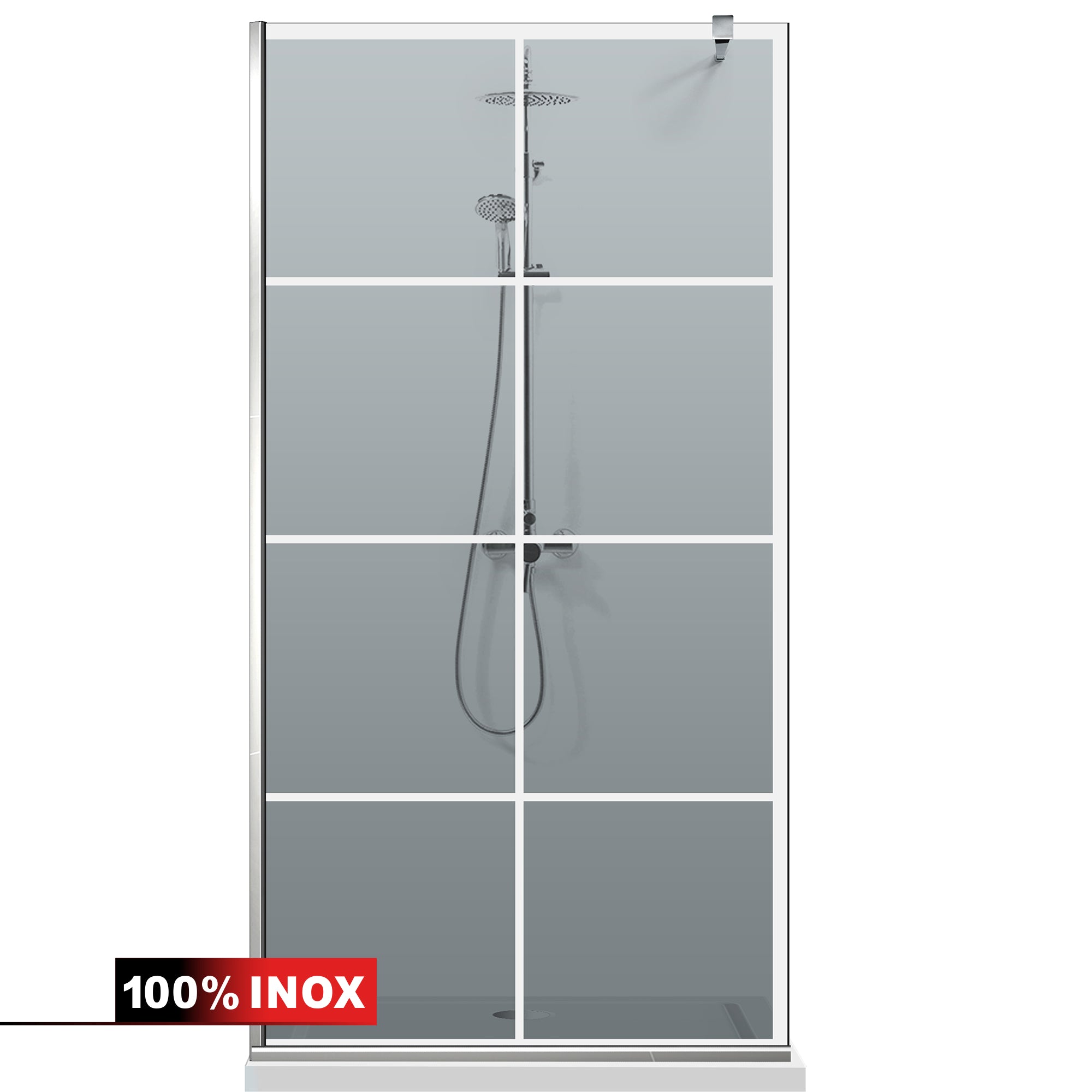 Zuhanyfal Walk-in, Zuhanyfal Rozsdamentes acél, #Szürke #Szürke