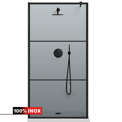 Zuhanyfal Walk-in, fekete zuhanyfal, #Szürke #Szürke