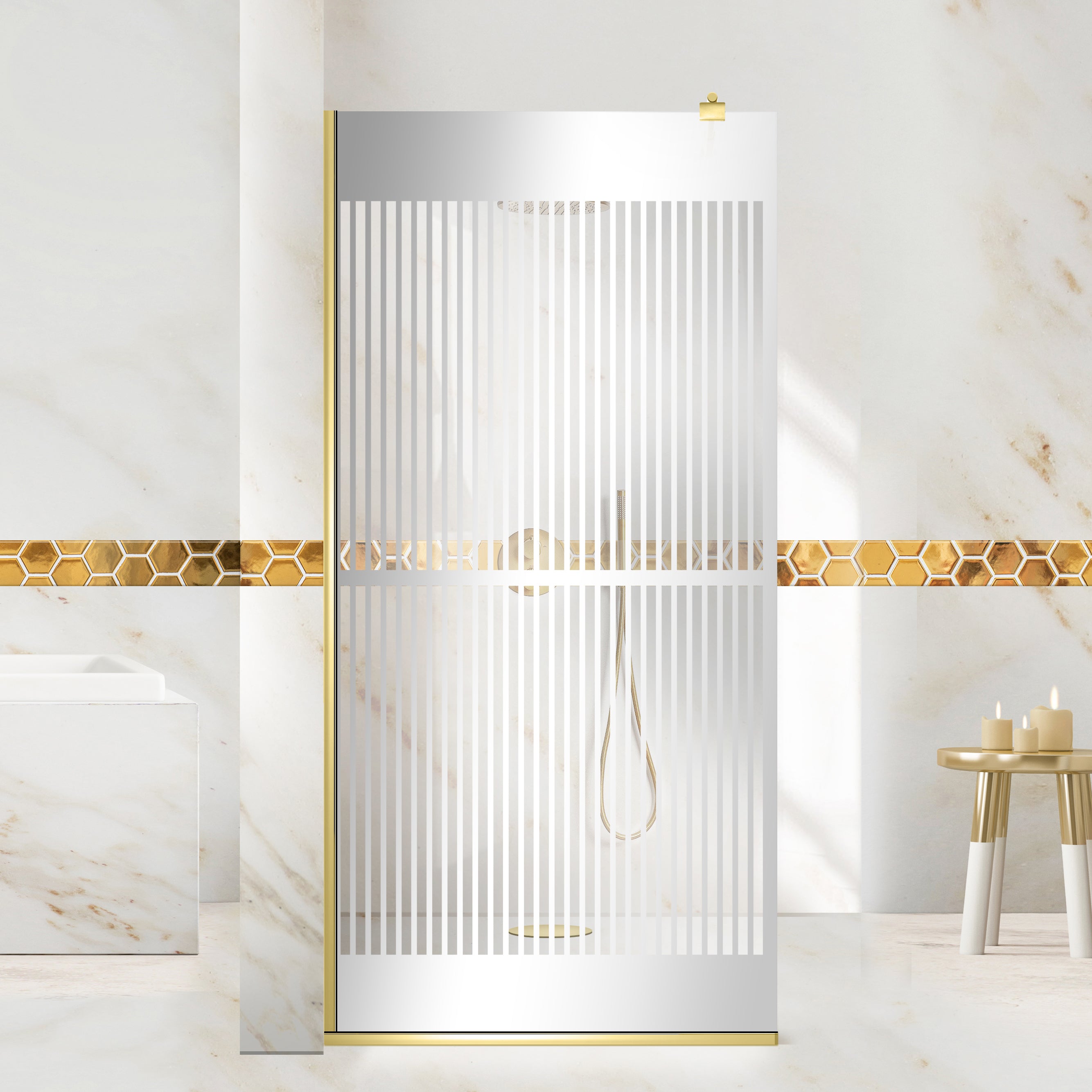 Zuhanyfal Walk-in, zuhanyfal Arany, #Átlátszó #Víztiszta