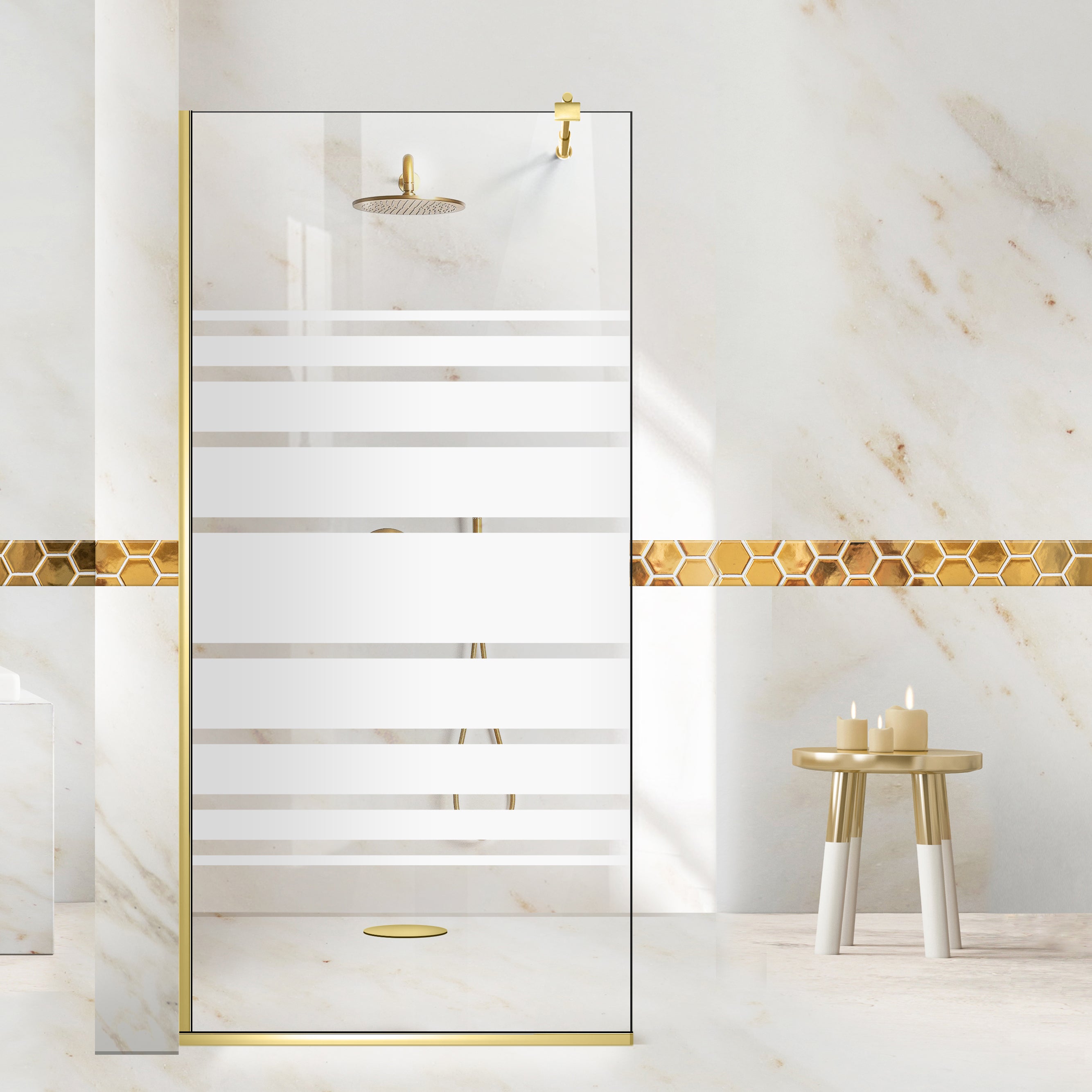 Zuhanyfal Walk-in, fekete zuhanyfal, #Átlátszó #Víztiszta