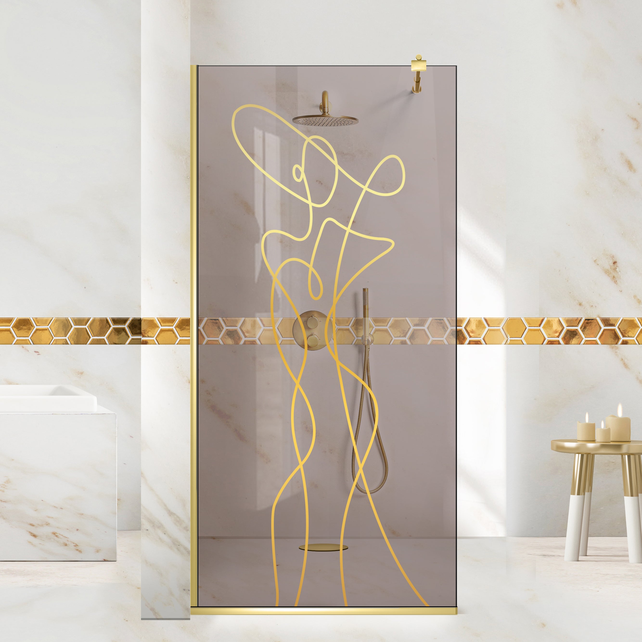 Zuhanyfal Walk-in, zuhanyfal Arany, #Bronz #Bronz