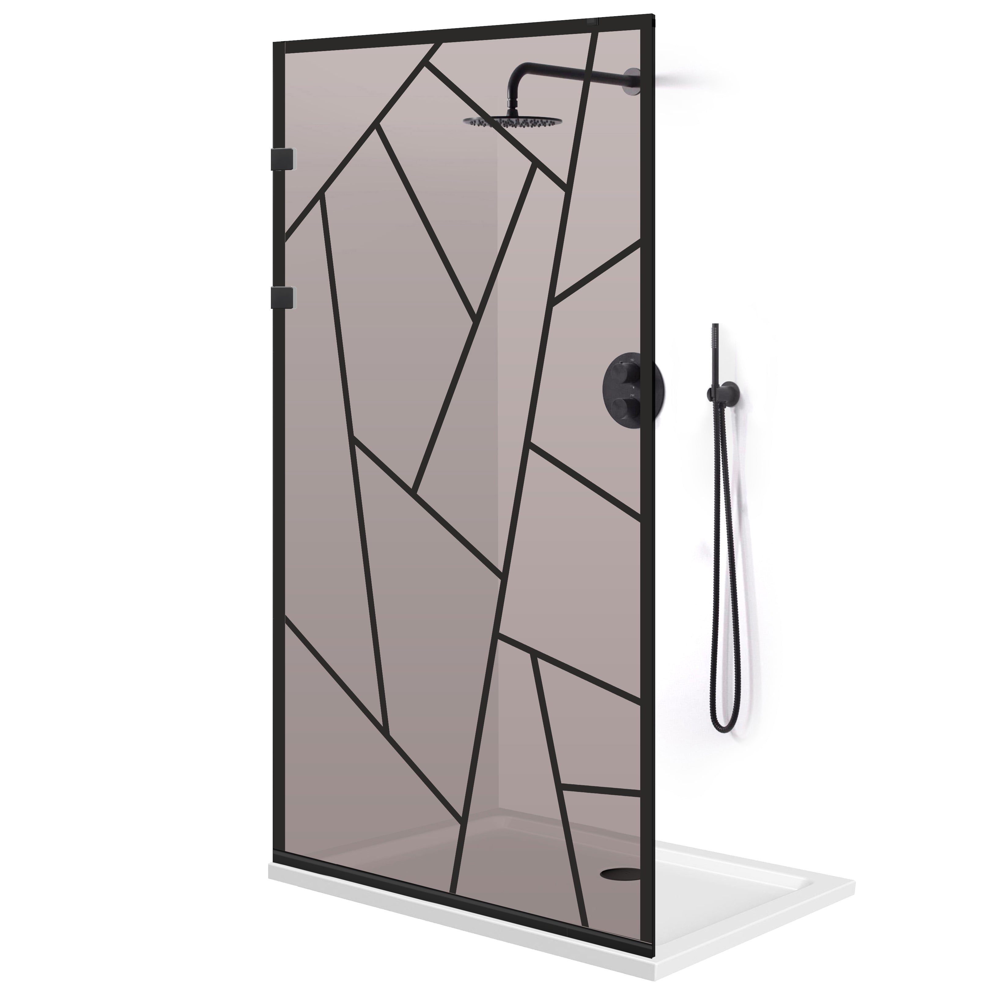 Zuhanyfal Walk-in, Rozsdamentes acél zuhanyfal, matt fekete #Bronz