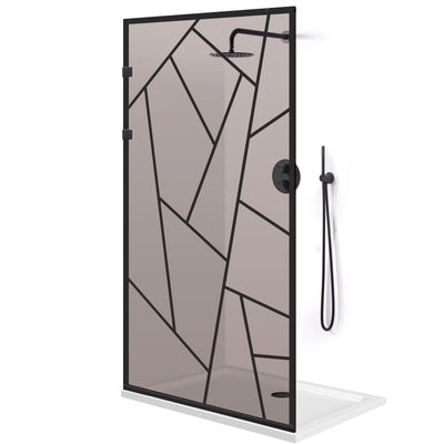 Zuhanyfal Walk-in, Rozsdamentes acél zuhanyfal, matt fekete #Bronz
