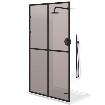 Zuhanyfal Walk-in, Rozsdamentes acél zuhanyfal, matt fekete #Bronz