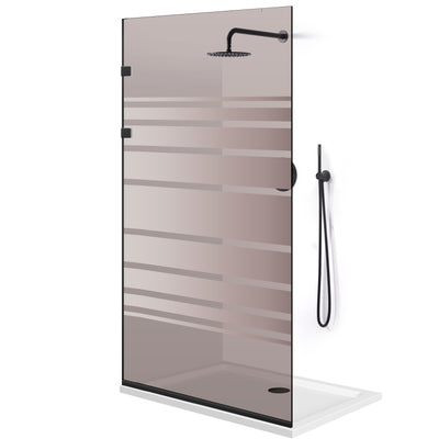 Zuhanyfal Walk-in, Rozsdamentes acél zuhanyfal, matt fekete #Bronz