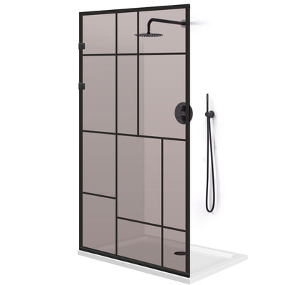 Zuhanyfal Walk-in, Rozsdamentes acél zuhanyfal, matt fekete #Bronz