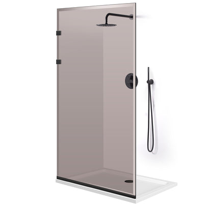 Zuhanyfal Walk-in, Rozsdamentes acél zuhanyfal, matt fekete #Bronz