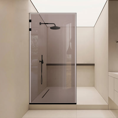 Zuhanyfal Walk-in, Rozsdamentes acél zuhanyfal, matt fekete #Bronz