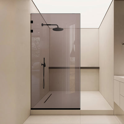 Zuhanyfal Walk-in, Rozsdamentes acél zuhanyfal, matt fekete #Bronz