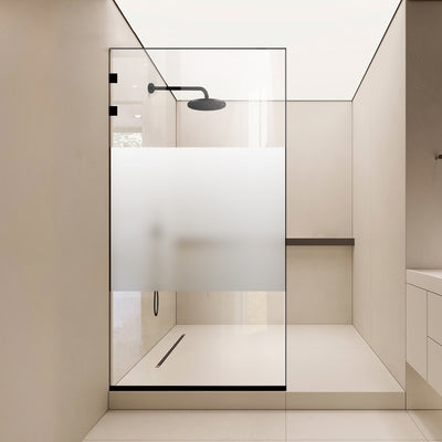 Zuhanyfal Walk-in, Rozsdamentes acél zuhanyfal, matt fekete, #Átlátszó #Víztiszta