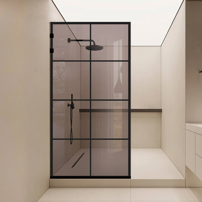 Zuhanyfal Walk-in, Rozsdamentes acél zuhanyfal, matt fekete #Bronz