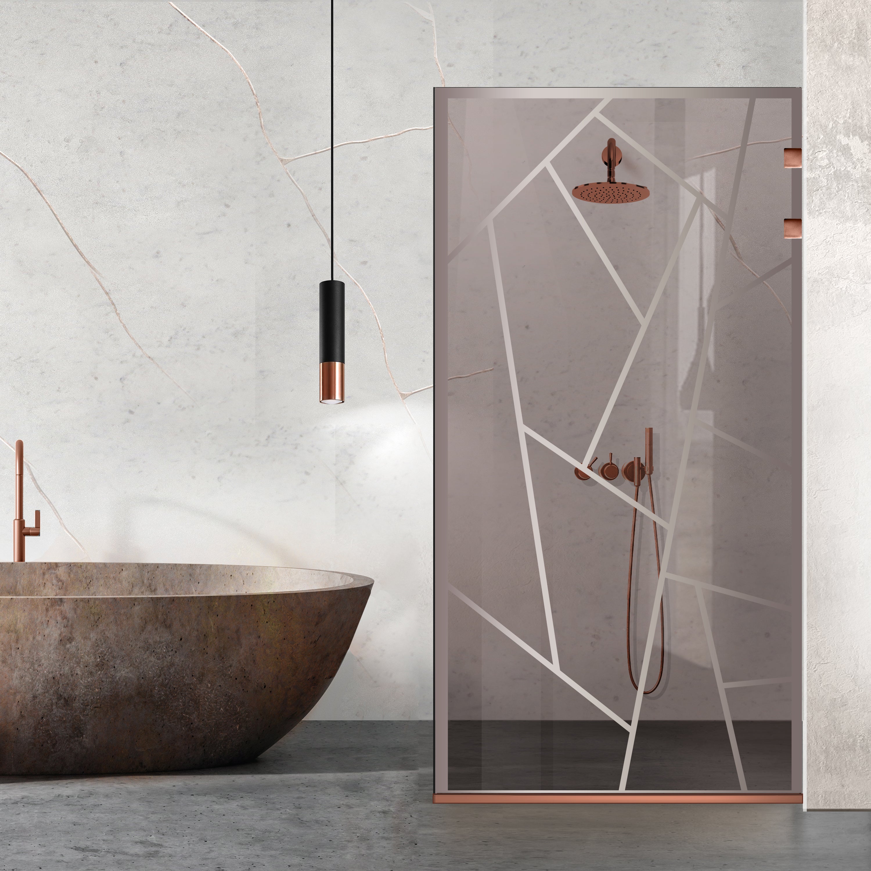 Zuhanyfal Walk-in, Zuhanyfal Rozsdamentes acél, réz #Bronz