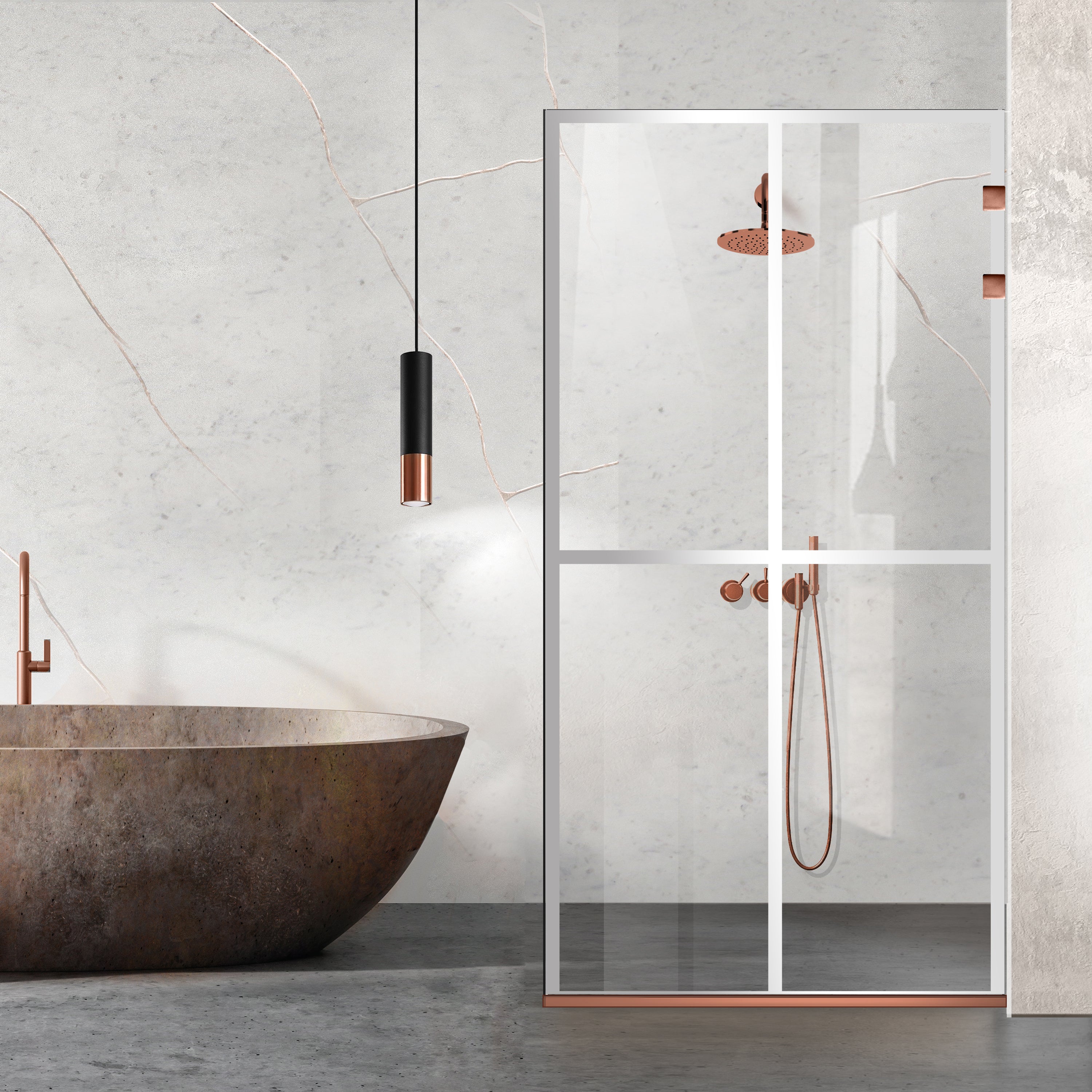 Zuhanyfal Walk-in, Rozsdamentes acél zuhanyfal, matt fekete, #Átlátszó #Víztiszta