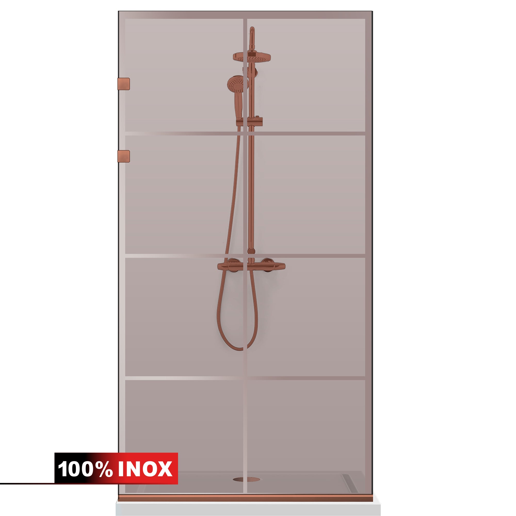 Zuhanyfal Walk-in, Zuhanyfal Rozsdamentes acél, réz #Bronz