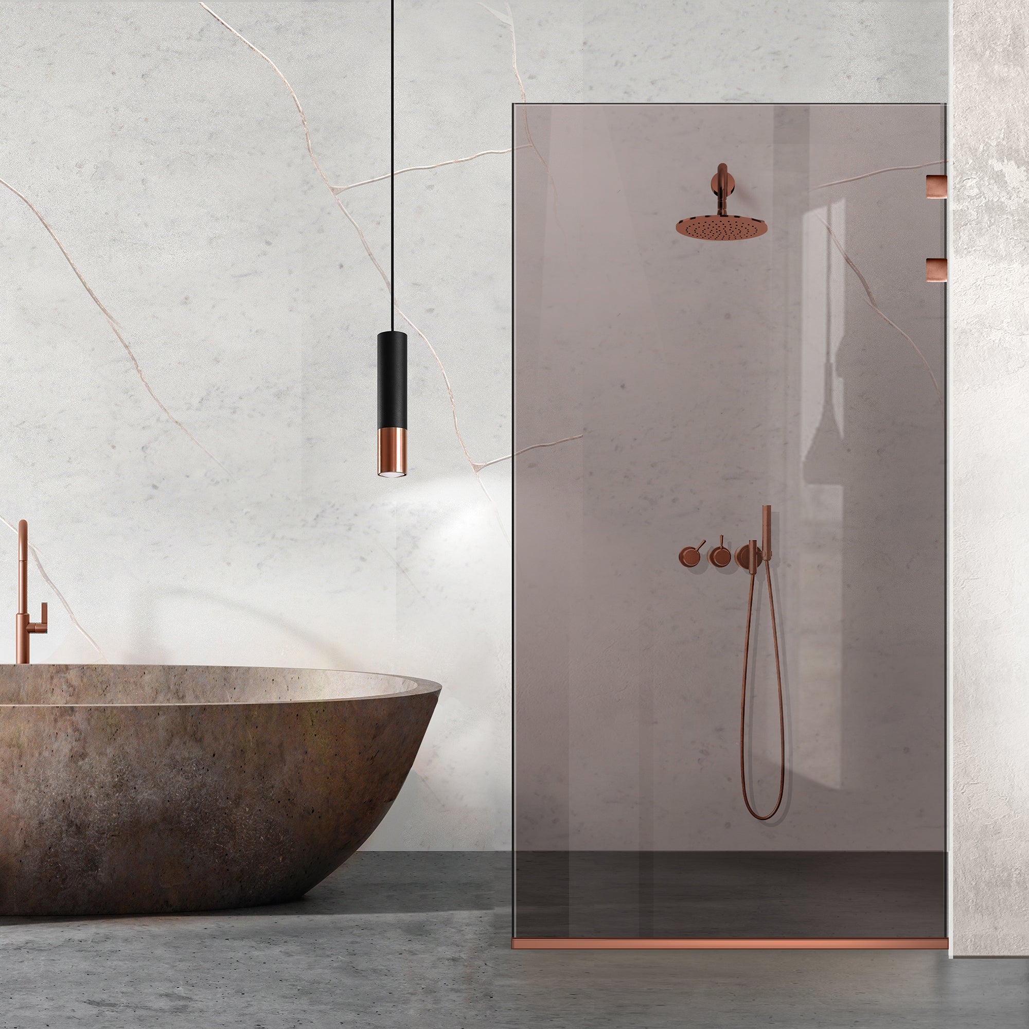 Zuhanyfal Walk-in, Zuhanyfal Rozsdamentes acél, réz #Bronz