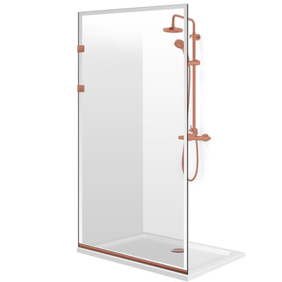 Zuhanyfal Walk-in, Rozsdamentes acél zuhanyfal, matt fekete, #Átlátszó #Víztiszta