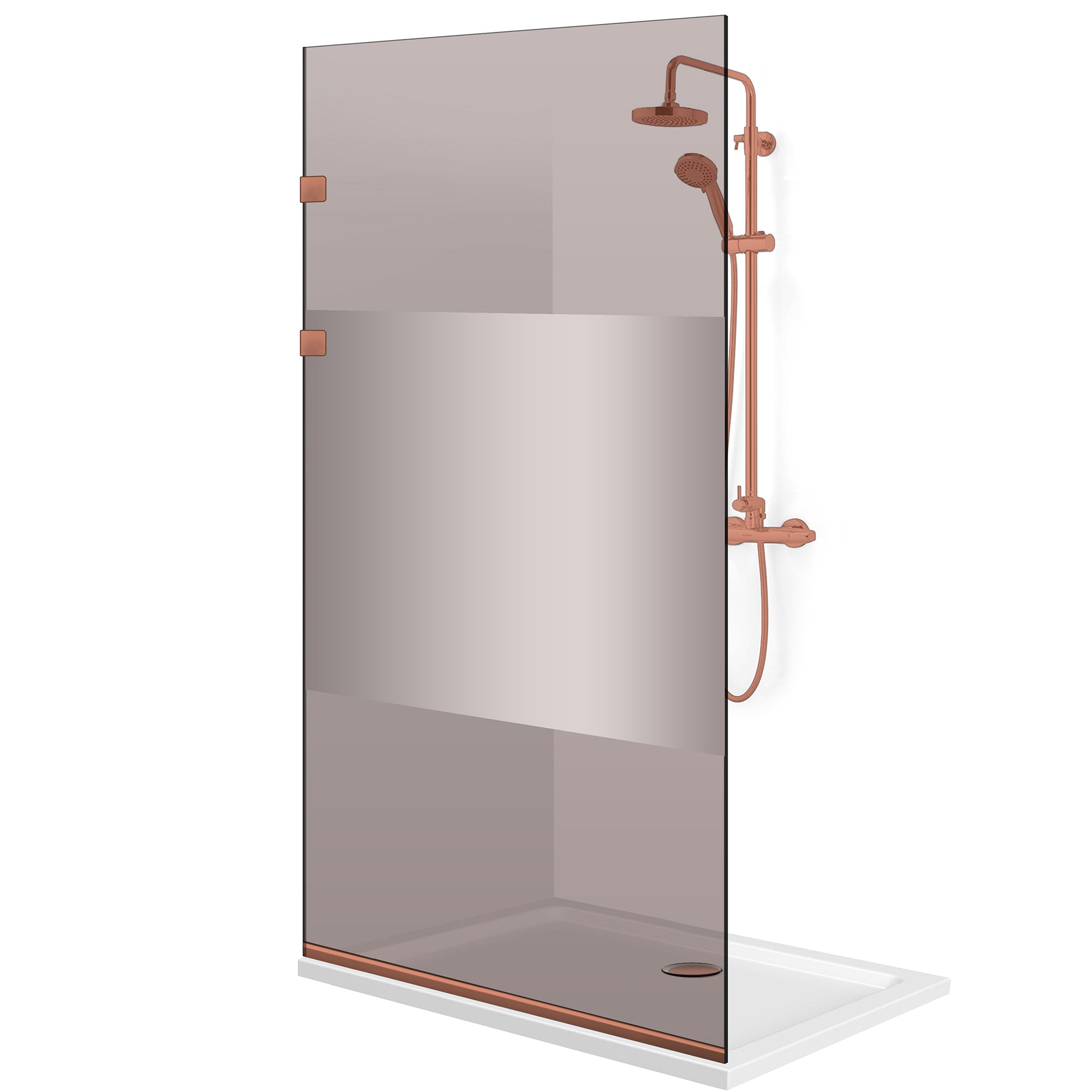 Zuhanyfal Walk-in, Zuhanyfal Rozsdamentes acél, réz #Bronz